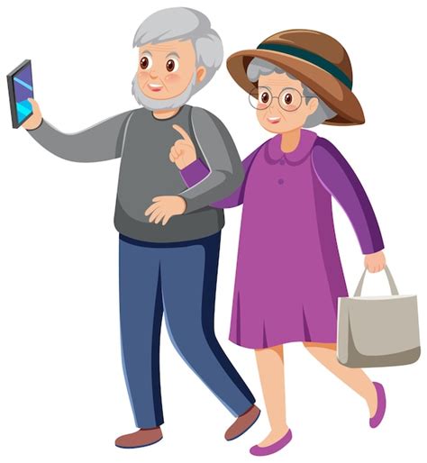 Premium Vector Elderly Couple Travelers Vector