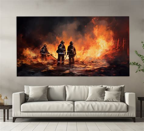 Firefighting Canvas Print, Firefighter Gift, Fire Painting, Fire Wall ...