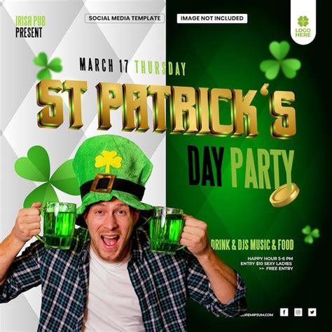 Premium Vector Saint Patrick S Day Party Premium Square Poster Template