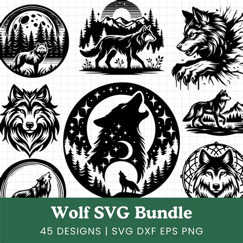 wolf svg bundle   premium files craft house svg