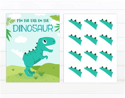 Pin The Tail On The Dinosaur Printable Birthday Party Game Etsy