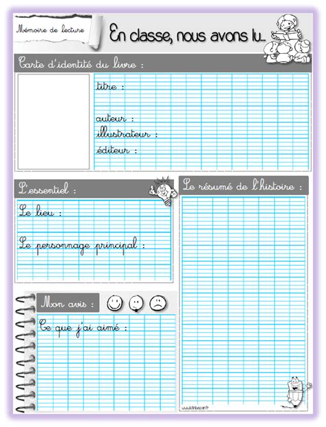 Exemple De Fiche De Lecture Pour Cm1 Ijanve