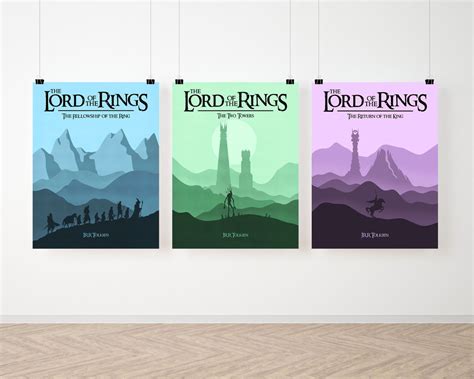 Lord of the Rings Poster Set JRR Tolkien Print Middle Earth Poster Lord ...