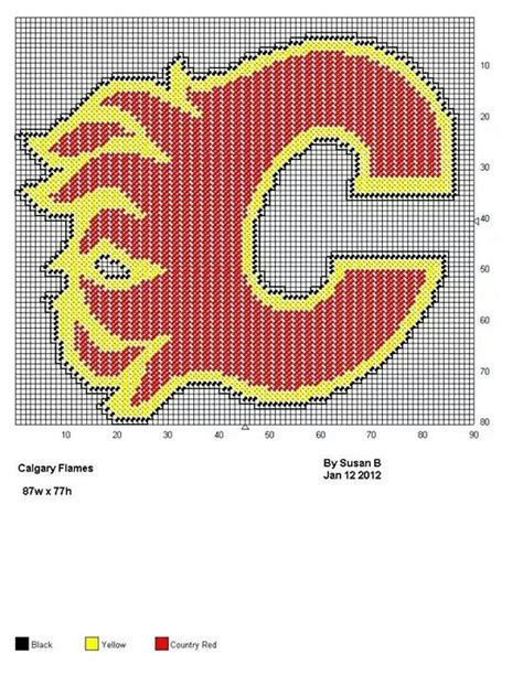 Calgary Flames Logo By Susan B Wall Hanging Cross Stitch Patterns