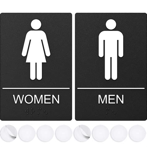 ASSURED SIGNS Restroom Sign For Wall Bathroom Signs 9 By 6 Black