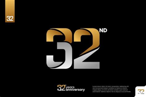 Premium Vector | Gold silver number 32 logo icon design on black ...