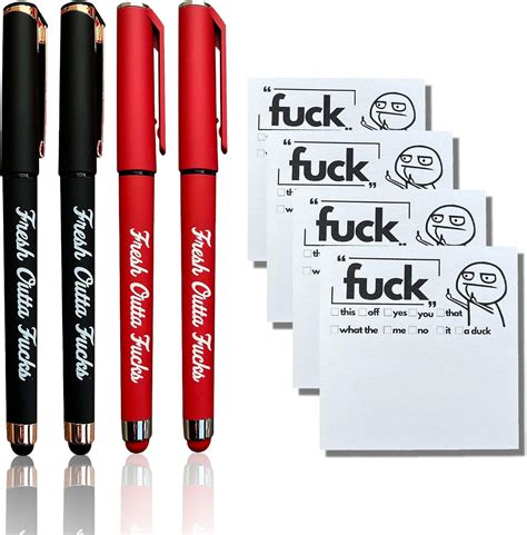 Gag Gifts Pad And Pen 4PCS Small Notepad And Pen Set Fuck Note Pads