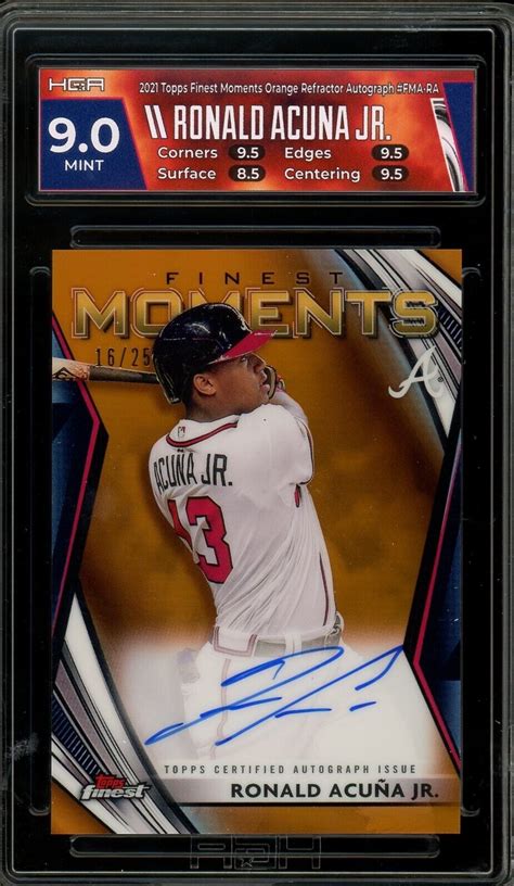 Topps Finest Moments Ronald Acuna Jr Orange Refractor Auto Hga