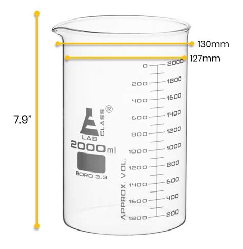 Beaker 2000ml Astm White Graduations Borosilicate Glass — Hbarsci