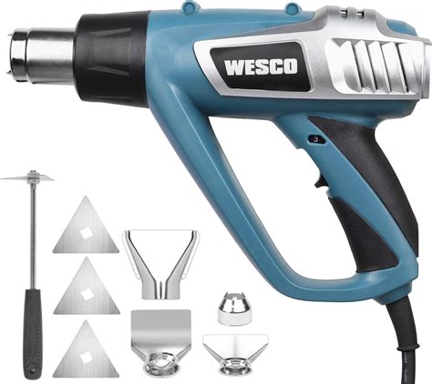 WESCO Heat Gun Kit 1800W Hot Air Gun With Variable Temperature Control For 3 Temp Settings 77
