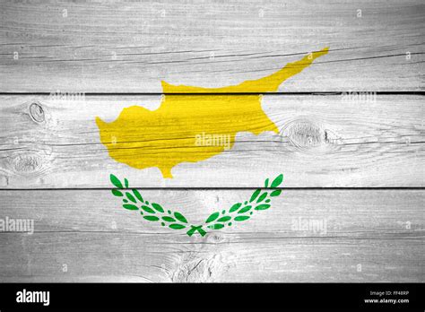 Flag Of Cyprus Or Cypriot Banner On Wooden Background Stock Photo Alamy