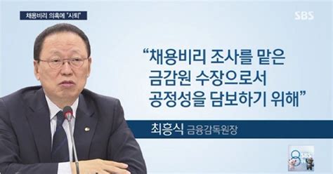 최흥식 금감원장 채용비리 의혹에 사의역대 최단 기간 사임