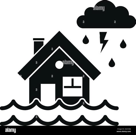 Icono de inundación de la casa de la tormenta Simple ilustración de