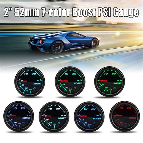 V Inch Mm Turbo Boost Gauge Vacuum Press Meter Psi Color Led