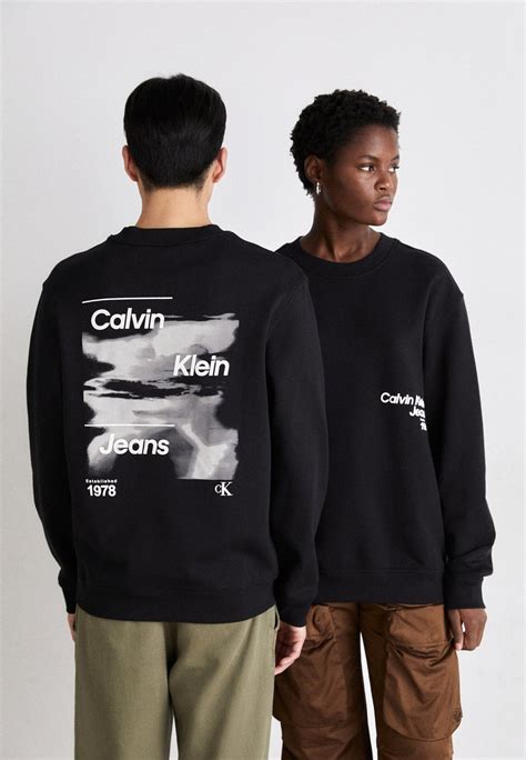 Calvin Klein Jeans Diffused Logo Crew Neck Unisex Felpa Black Nero