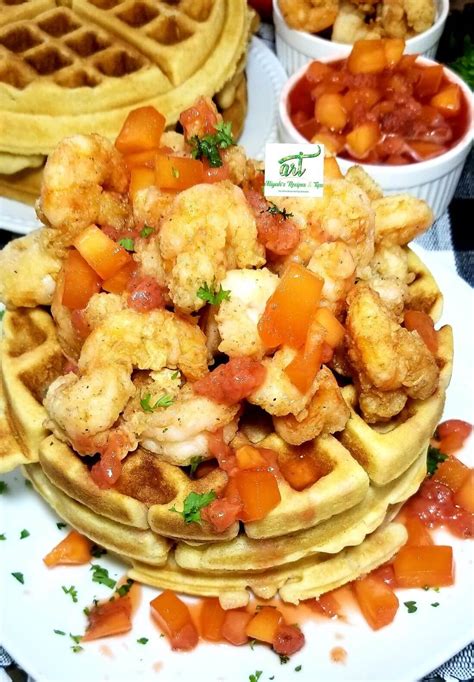 Cornbread Waffles And Fried Shrimps