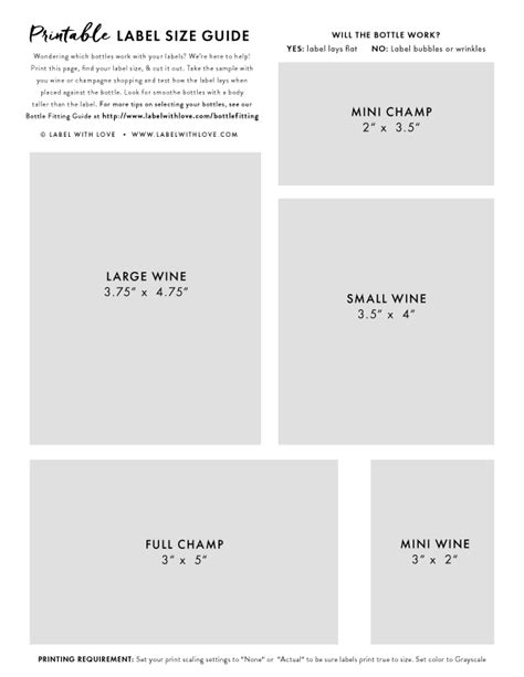 Champagne Bottle Label Dimensions - Printable Templates