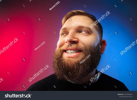 Happy Man Standing Smiling Isolated On Stock Photo 1259992042