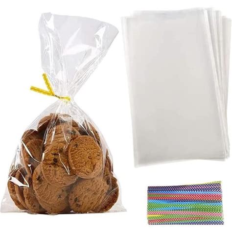 100 Pcs Sachet Cellophane Sachets Transparents 15 X 25 Cm Bonbons Avec