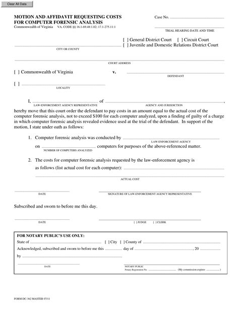 Form Dc 362 Fill Out Sign Online And Download Fillable Pdf Virginia