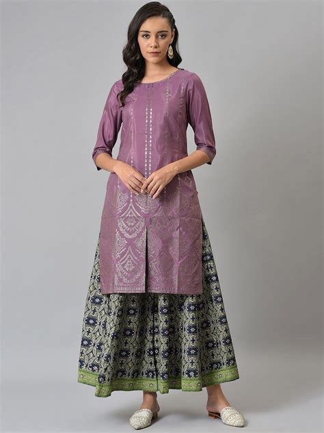 Purple Ethnic Motifs Kurtas Buy Purple Ethnic Motifs Kurtas Online In