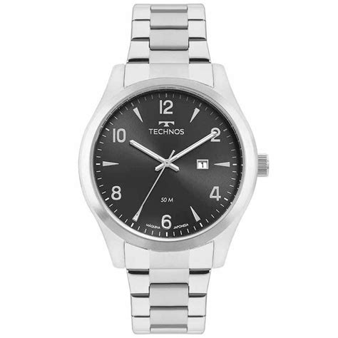 Relógio Prata Masculino Technos Classic Steel 2115MRBS 1P ELISTER