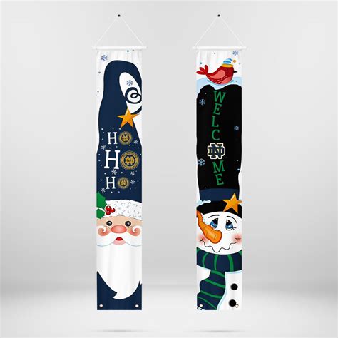 Notre Dame Fighting Irish Santa Claus Snowman Christmas Porch Banner