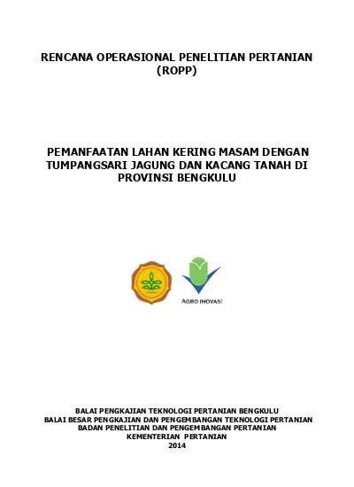 Rencana Operasional Penelitian Pertanian Ropp Pemanfaatan Lahan