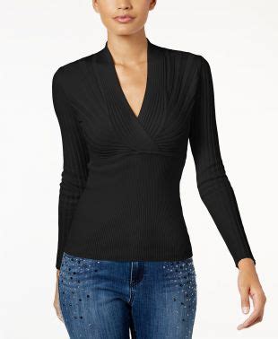 INC International Concepts Ribbed Surplice Sweater