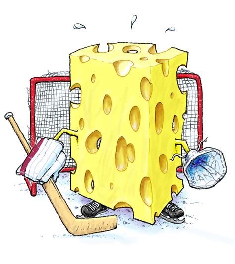 Swiss Cheese Hockey Goalie Humor Illustration Signed By Artist Etsy