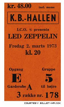 Copenhagen Ticket Led Zeppelin