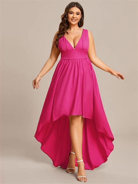 2023 Plus Size Empire Waist High Low Sleeveless Bridesmaid Dresses Ever Pretty Us