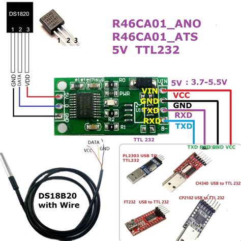 Ds18b20 rs485 rs232 ttl uart sensor de aquisição de temperatura