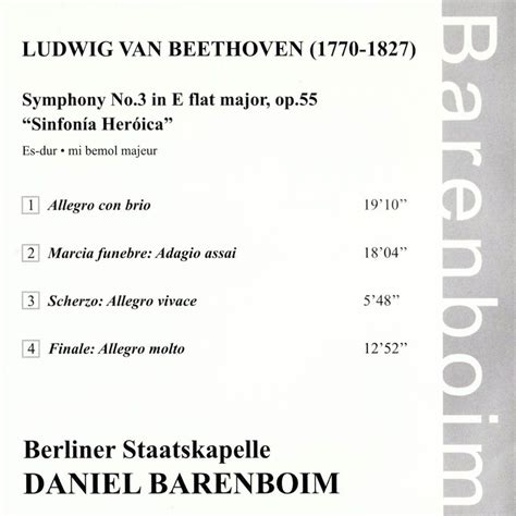 Car Tula Interior Frontal De Daniel Barenboim Beethoven Sinfonia 3