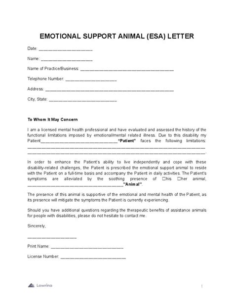 Free Emotional Support Animal (ESA) Letter | PDF | Lawrina