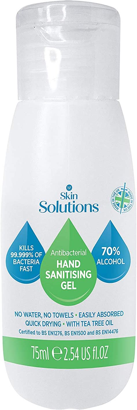 Skin Solutions 24 X 75ml Hand Sanitising Gel 70 Alcohol With Tea