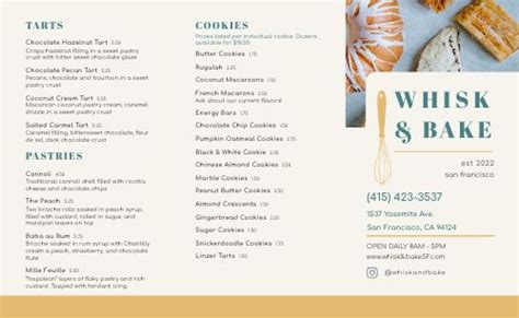 Whisk Bakery Takeout Menu Template By Musthavemenus