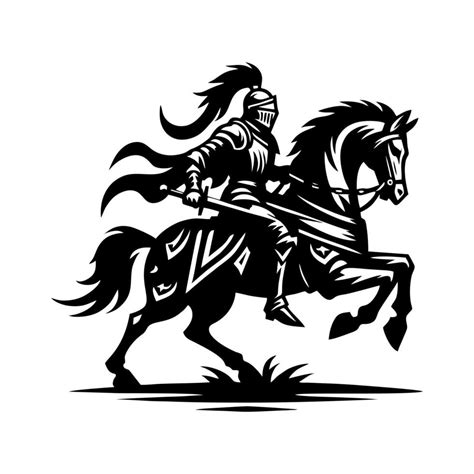 equestrian knight logo design. Horse warrior logo. war horse silhouette ...