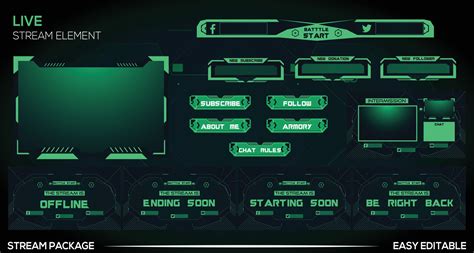 Green Futuristic Live Stream Gaming Facecam Overlay Alert Panal