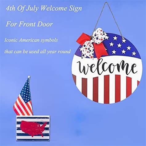 Th Of July Patriotic Welcome Door Sign Independence Day Wreaths