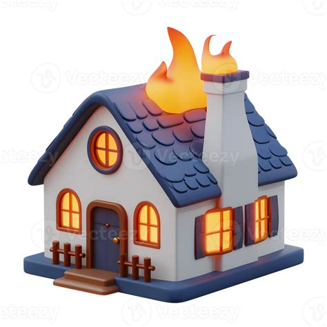 3d Illustration Of House On Fire 45926781 PNG