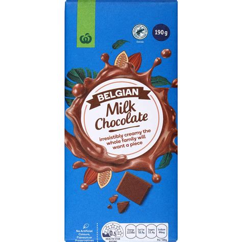 Woolworths Belgian Milk Chocolate Block 190g Woolworths