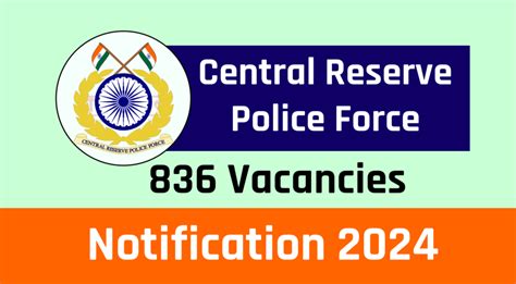 CRPF ASI Recruitment 2024 For 836 Vacancies Through LDCE