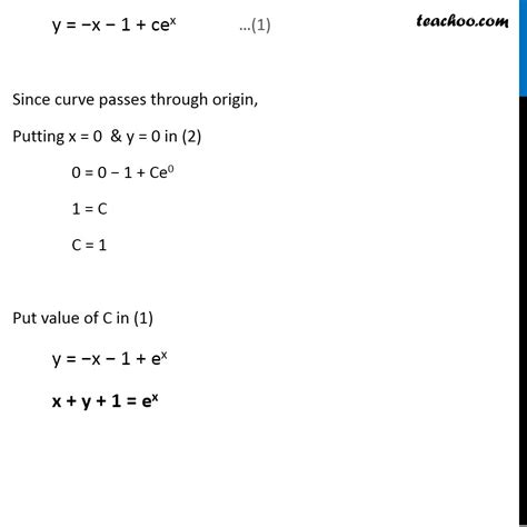 Ex Find Equation Of A Curve Passing Through Origin