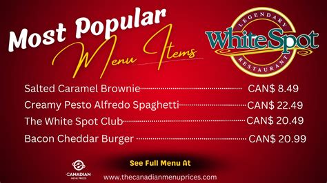 Explore Latest White Spot Menu Prices in Canada - 2024