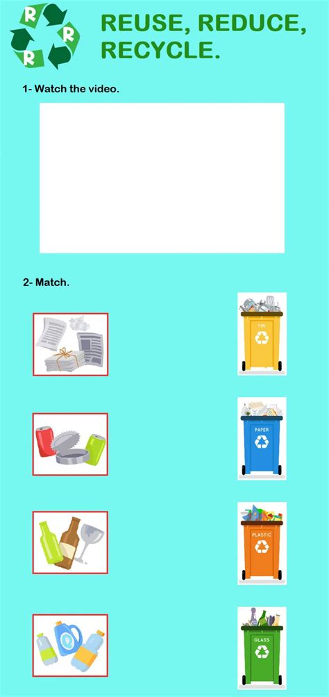 Reduce Reuse Recycle Interactive Worksheet