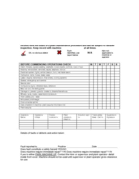 Solution 489064541 Daily Plant Inspection Checklist Doc Studypool