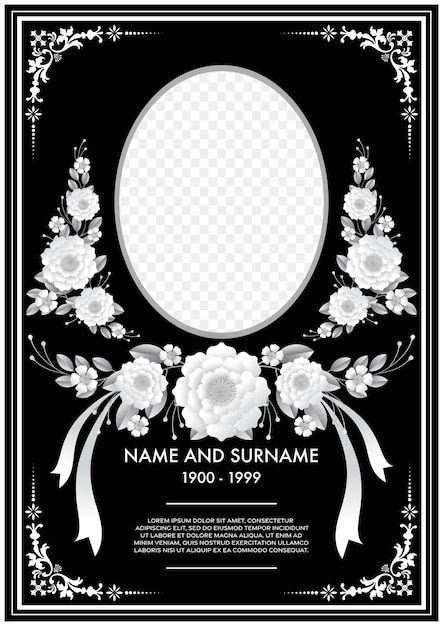 Premium Vector Memorial Funeral Card Templates With Flowers Paper Cut In 2024 Funeral Cards