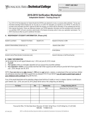 Fillable Online New Matc Federal Verification Worksheet