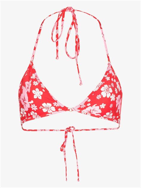 Frankies Bikinis Ivy Floral Halterneck Bikini Top Browns
